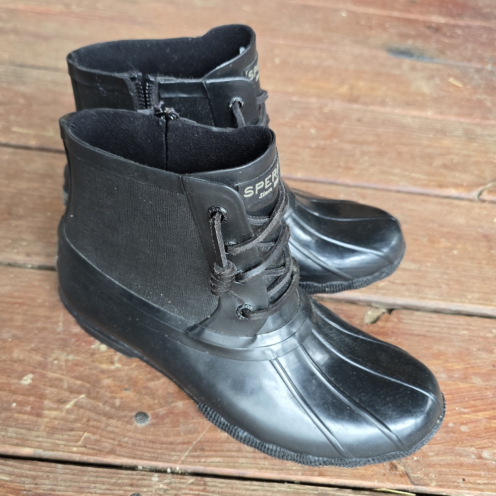 Sperry Womens Black Rubbberized Sider       Size 6.5 STS82032 - Picture 4 of 10
